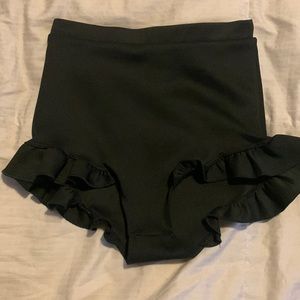Urban Outfitters High Waisted Cheeky Black Ruffle Shorts